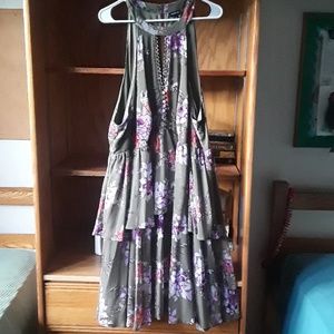 Olive Green Floral Chic Dress